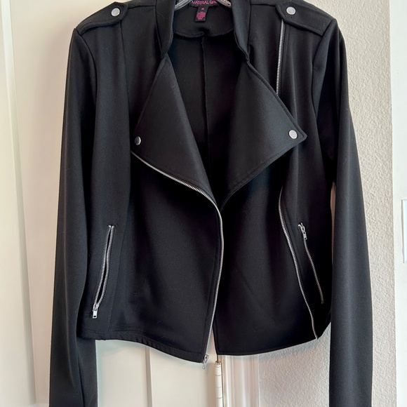 Black Fancy Moto Style Jacket. SUPER FAST SHIPPING - Picture 9 of 12